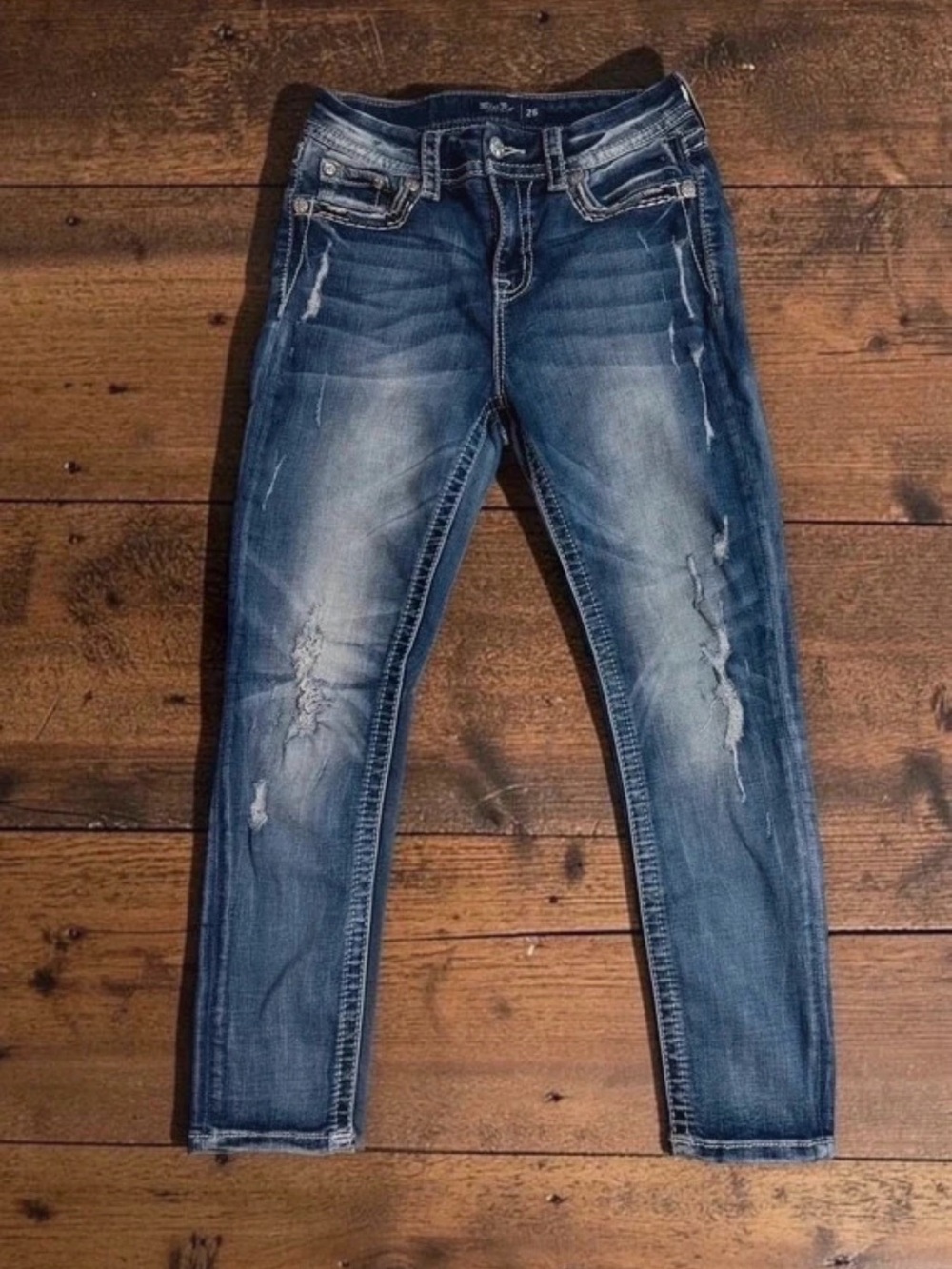 Miss Me Distressed Dark Blue Skinny Jeans
